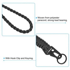 21.7 Inch Paracord Neck Lanyard Keychain Braided Strong Lanyard Black