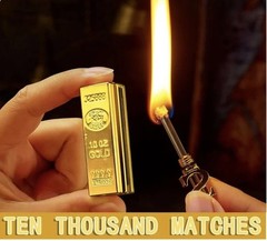 2PC Permanent Match Lighter Gold Bar Matches Lighters for Outdoor Adventure
