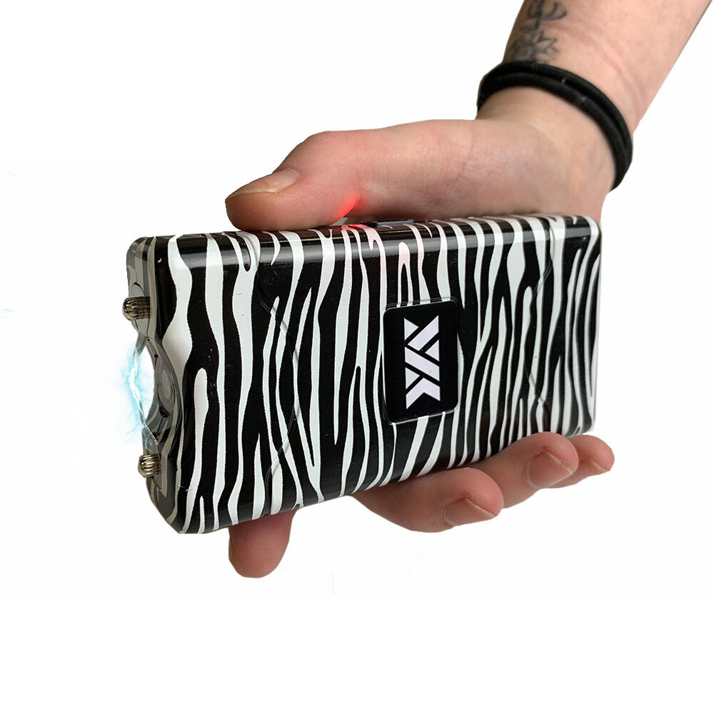 Max Power DZS700 Stun Gun for Self Defense Zebra Print w/ Flashlight, Pouch
