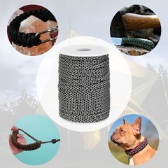 Paracord Rope 330lb,7 Strands Lanyard Spool Cord,Black and White Grid