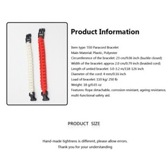 Emergency Camping Rescue Gear Paracord Survival Bracelet Wristband Military