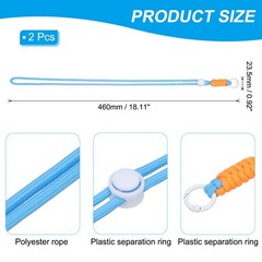 2 Pcs Paracord Lanyard Necklace, with Key Ring, Blue White Orange
