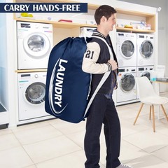 Sylfairy 2 Pack XL Laundry Bag with Strap,Heavy X-Large, Rose red+Navy blue