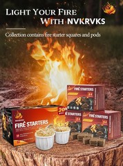 192 Easy-to-Light Natural Fire Starter Squares – Ideal for Campfires & Barbecues