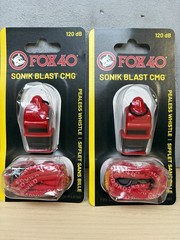 2 Pack / Fox 40 Sonik Blast Cushion Mouth Group Sports and Safety Loud Whistle