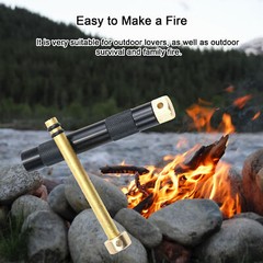 Fire Piston Fire Starter Metal Brass Fire Rod -Campers / Survival / Preppers