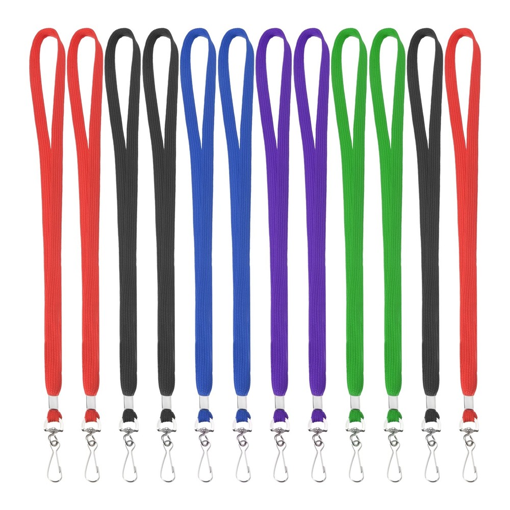 25Pcs 17.3″ Polyester Flat Lanyard with Clasp, Red/Blue/Green/Purple/Black