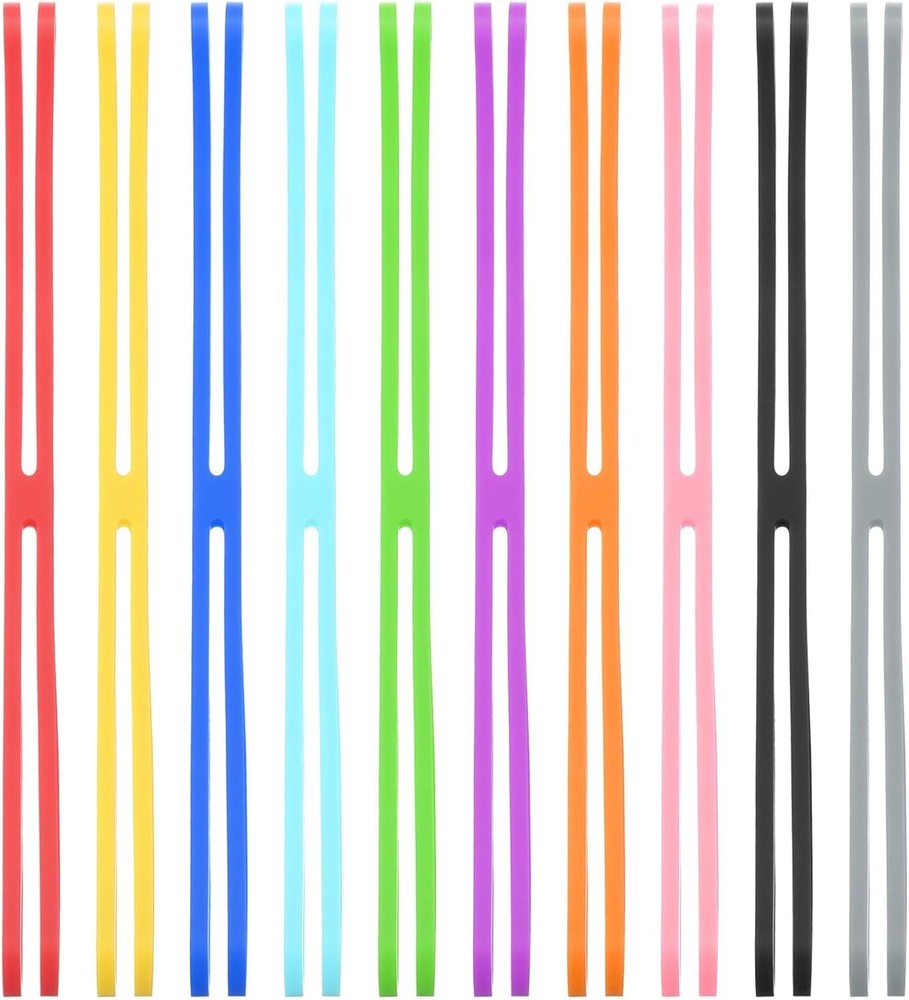 PATIKIL 9 Inch H Band Silicone Rubber Bands, 10 Pcs Strong Multicolored