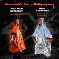 8 Pcs Outdoor Emergency Poncho Raincoat, Survival Camping Bivvy Blanket Whistle
