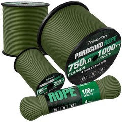 TRIBERION Paracord Rope 750 lb – 50ft 5/32″ Parachute Cord 50ft, Army Green