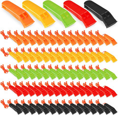 100 Pieces Emergency Whistles with Lanyard Safety Survival Whistles Loud Blast f