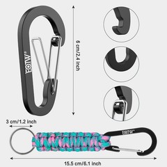Carabiner Keychain,Paracord Keychain Small Aluminum Clip D Ring for Camping,