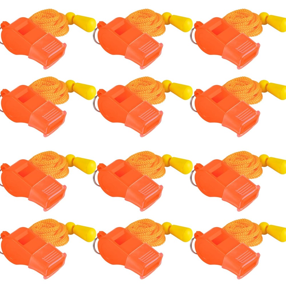 12 Pack Sport Whistles for Coaches, Referees, Officials – Loud Sound, Orange