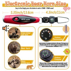 120dB Electronic Air Horn with Compass & Thermometer- Bear Horn to Scare Bear…
