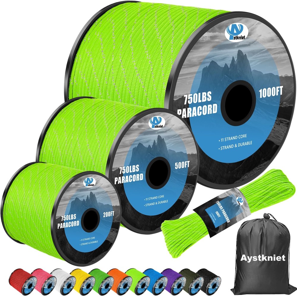 750Ib Reflective Paracord Rope, para Cord Lanyard, Parachute Spool Cord
