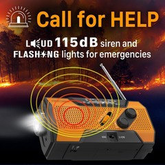 Emergency Solar Hand Crank Weather Radio 2000mAh Power Bank Charger Flash Light
