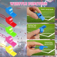 24PCS Plastic Sports Whistles Coaches Whistle with Crisp, Whistle with Lanyar…
