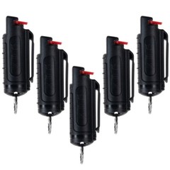 5 PACK Police Magnum pepper spray Keychain Black molded case.50 oz Self Defense