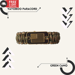 VAYOBOO Paracord Bracelet – Tactical Survival Bracelet for Men with Bronze USA F