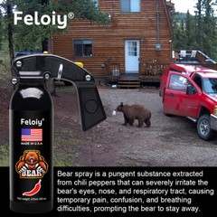 Feloiy 16oz Bear Repellent Spray Deterrent 35ft W/ 1 Pack Free Peper Spray 1/2oz