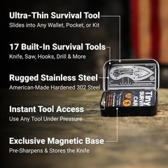 Tiny Survival Card – Fishing and Outdoor Wilderness Set silver