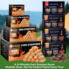 HGD Natural Fire Starters for Outdoor: 32 Cubes Fire Starter Campfire Fireplace