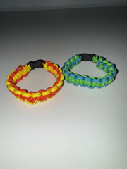 Green/Blue & Yellow/Orange Parachute Cord Survival Bracelet with Buckles