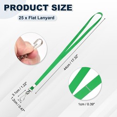 25Pcs 17.3″ Nylon Flat Lanyard with Clasp for Keys, Green