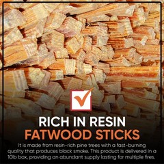 Fatwood Fire Starter Sticks 10 lb – 100% Natural, Resin-Rich Kindling for Fir…
