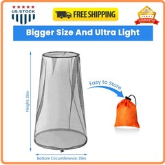 2 Pack Mosquito Head Net Breathable Bug Mesh for Hiking Camping Fishing Garde…