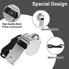 100 Pcs Stainless Steel Whistle Bulk with Lanyard, Loud, Clear Sound Metal Re…