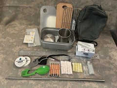 Emergency/Survival: FULLY STOCKED Aluminum Mess/Ration Kit Tin & Nylon Pouch