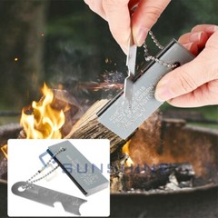 Outdoor Camping Survival Emergency Fire Starter Flint Lighter Keychain Opener
