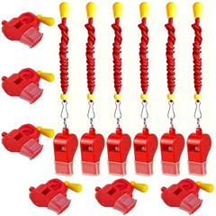 12 Packs Sports Whistles with Lanyard, for Coaches, Referees and Officials Red