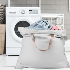 Sanlykate Large Canvas Cotton Laundry Bag with Drawstring & Handles, Heavy Duty