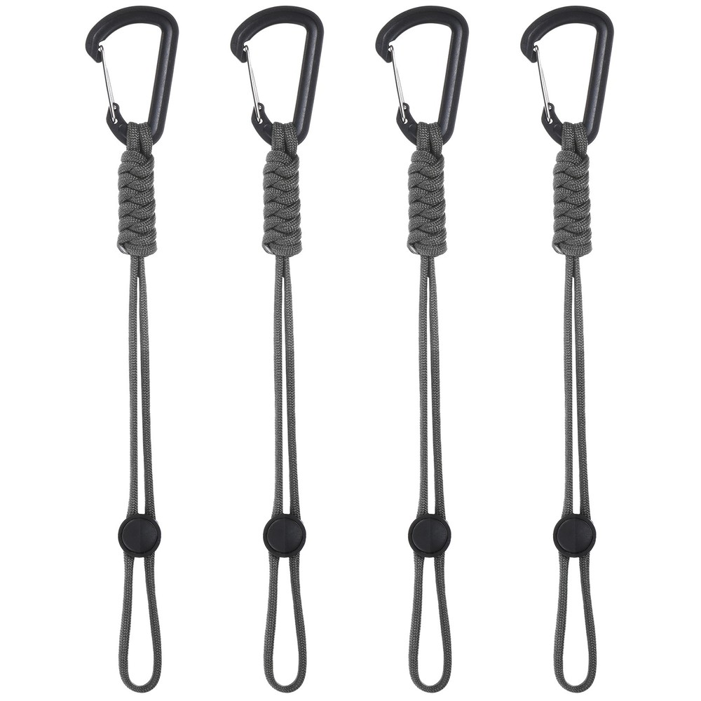 4-Pack Paracord Keychains with Clips[Gray]