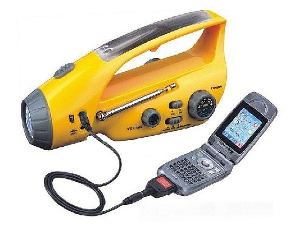 Hurricane Emergency Solar / Hand Crank RADIO & FLASHLIGHT Cell Phone Charger