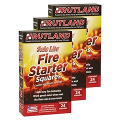 Rutland Safe Lite Fire Starter Squares – Heavy Charcoal Square 72 Count Natural