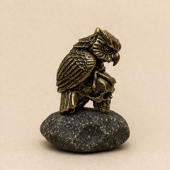 Brass Owl with Skull Bead Paracord Lanyard EDC Knife Charm Gothic