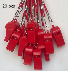 20 Pcs Plastic Loud Whistles with Lanyard for Referee Coaches Basketball Footbal