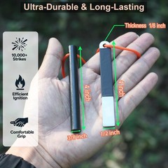 4″ Portable Waterproof Ferrocerium Ferro Rod Fire Starter Survival Tool | Pocket