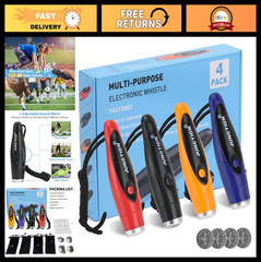 4-Pack Electronic Whistles, 3-Tone Sound for Coaches, Referees & Sports Events