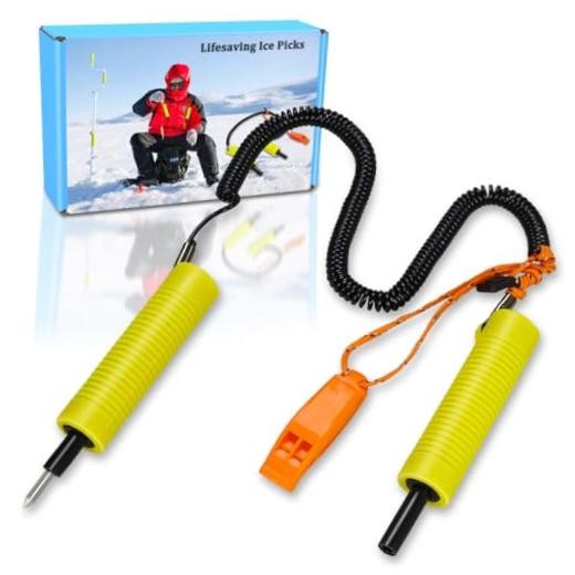 Retractable Ice Safety Picks – 11.5FT Extra Long Lanyard – Safety Pack of 1