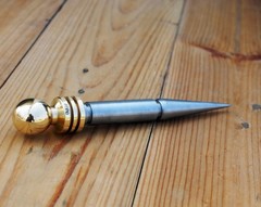 Vintage Spike Dagger Letter Opener Brass Handle Steel Blade Antique Finish Desk
