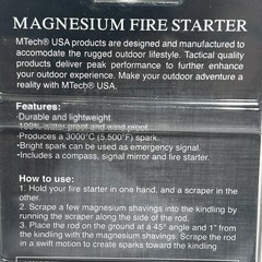 MTech USA Magnesium Fire Starter MT-300 w/ Built in Compass NEW