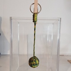 Green/Yellow/Black 6″ Paracord Monkey Fist Keychain w/ Metal Key Ring 550lb