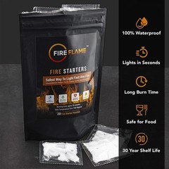Fireflame Quick Instant Fire Starter – 100% Waterproof Indoor & Outdoor, 40 Pack