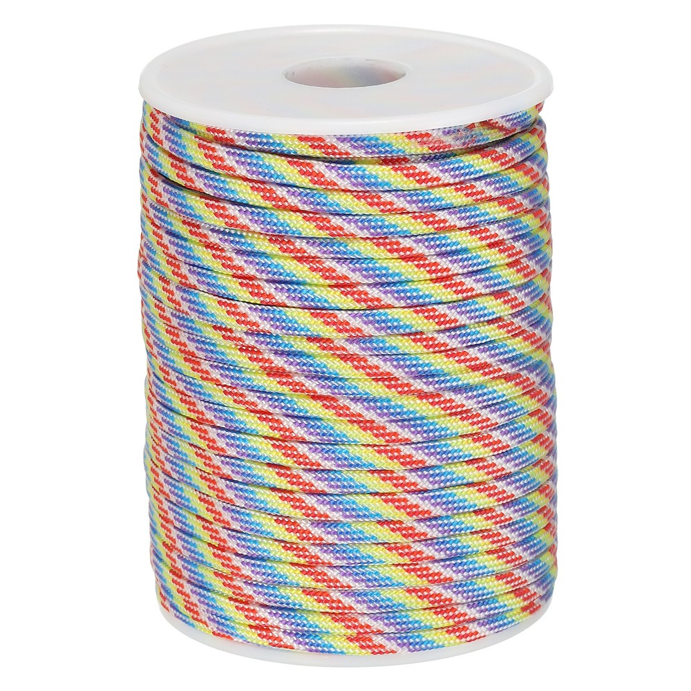 Paracord Rope 330lb,7 Strands Lanyard Spool Cord for Camping,Rainbow Color