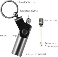 Permanent Match, Keychain Flint Matchstick Fire Starter Forever Match, Reusable