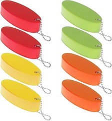LOCOLO 8Pcs Oval Foam Floating Keychain, 4 Colors – Red, Green, Yellow, Orange –